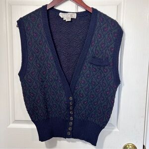 Vintage Tricots St. Raphael Wool Sweater Vest Medium Uruguay Virgin Wool